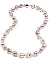 HinsonGayle AAA Handpicked Ultra-Iridescent 10-11mm Naturally Pink Baroque Cultured Pearl Necklace (Extreme Baroque Collection) (Sterling Silver, 18")
