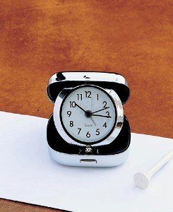 SQ. TRAVEL ALARM CLOCK STAINLESS STEEL.