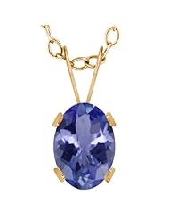 0.75 Ct Oval Blue Tanzanite 14K Yellow Gold Pendant