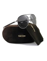 Tom Ford Mens 0112 Silvano Light Grey Green Tortoise Frame Dark Grey Lens Metal Sunglasses by Tom Ford