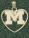 Anderson Jewelry Michigan Wolverines Polished Heart Gold Charm