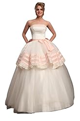 A-line Strapless Dropped   Waistline Lace Tulle  Floor Length  Ball Gown  Dress