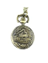 Youyoupifa Wholesale 5pcs/lot Embossed Train Pattern Design Bronze Alloy Quartz Pocket Watch(Unisex)