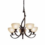 Kichler Lighting 2840TZ Contours 5-Light Chandelier, Tannery Bronze with Satin-Etched Sunset Glass