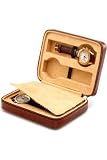 Intica Leather Zipper Four Watch Case Brown