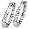 14kt White Gold 1.00Ct Diamond Channel Hoop Earrings