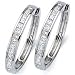 14kt White Gold 1.00Ct Diamond Channel Hoop Earrings