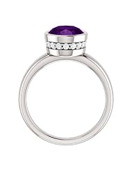 18K White Gold 10.00x8.00mm Oval Cut Amethyst and Diamond Ring -- LIFETIME WARRANTY
