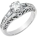 Women's 14k White-gold Moissanite 5.50MM 5/8CT TW & 1/3 CT TW Diamonds Engagement Ring