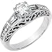 Women's 14k White-gold Moissanite 5.50MM 5/8CT TW & 1/3 CT TW Diamonds Engagement Ring