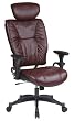 Burgundy Leather Managers Chair With Gunmetal Finish Base, Height Adjustable Arms and Adjustable Headrest By Office Star