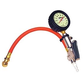 Longacre Racing Quick Fill Tire Air Pressure Gauge 0-60 PSI - 2.5" Glow In The Dark Gauge Face