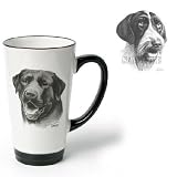 Porcelain Funnel Cup with German Wirehaired Pointer (6 inch, Black and white)