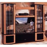 Entertainment Center Fresno Collection for Rear Projection TV - Black and Natural Ash