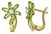 14k Solid Gold Peridot Flower French Clip Earrings title=