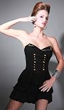 JANEANE Studded Folded Neckline Strapless Dress Black