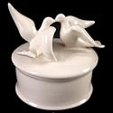 Ceramic Dove Trinket Box Round