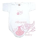 BABY BODYSUIT WHITE  PINK STORK ALBANIAN  ALBANIA 12 - 18 Months