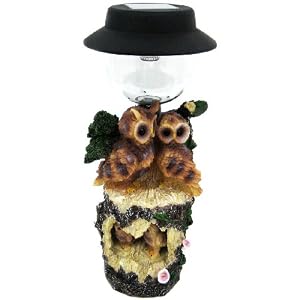 Cute Owl Couple Lantern Style Solar Light Garden Statue by Private Label
