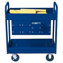 Equipto 145-8-BL Combination Truck with 2 Trays, 500lbs Capacity, 11" Drawers, 30" L x 16" W x 36" H, Textured Regal Blue