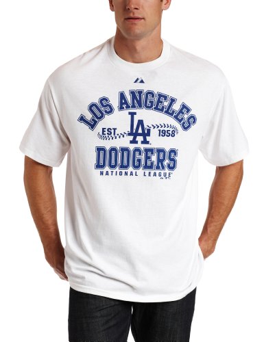 MLB Men's Los Angeles Dodgers Dial It Up Short Sleeve Basic Tee (White, X-Large)