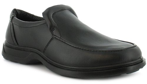New Mens/Gents Black Slip On Wider Fitting Casual Shoes - Black - UK 10