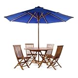 ATC - TO48-22 6pc Teak Patio Dining Set - blue canopy
