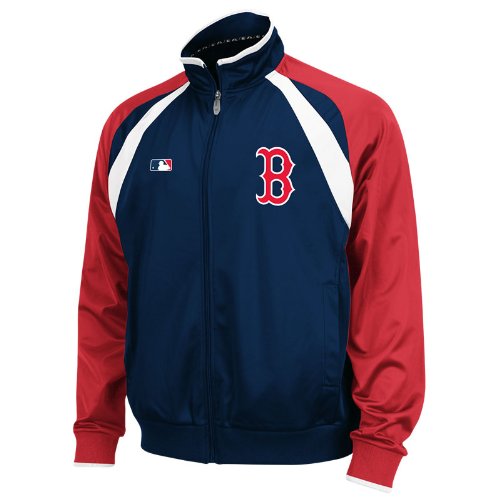 MLB Men's Boston Red Sox Thermabase Long Sleeve Full Zip Fleece Track Jacket, Pro Navy/Pro Scarlet/Pro White, Large
