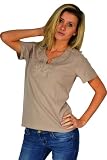 Indie Boho Tunic Embroidered Casual Career Top , Brown