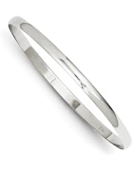 14k White Gold 4mm Solid Polished Half-Round Slip-On Bangle. Metal Wt- 9.11g