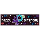 The Party Continues 40th Birthday Giant Metallic Sign Banner