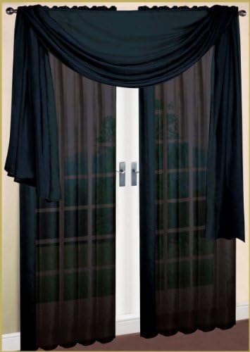 Window Scarf Sheer Voile 60"x216" Black By Royal Luxury Linen