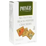 Partners All Natural Crackers, Cracked Black Pepper, 4-Ounce Boxes (Pack of 6)