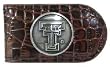 Brown Croc Leather Money Clip - Collegiate Series