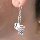 Sterling Silver Basketball and Net Earrings
