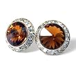 Golden Brown 20mm Swarovski Crystal Center Post Earrings -- Made in USA