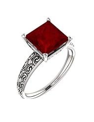 Platinum 8.00x8.00mm Princess Cut Chatham Created Ruby Ring -- LIFETIME WARRANTY