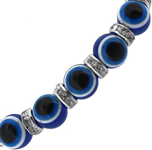 Evil Eye Rondelle Beads Kabbalah Bracelet, Evil Eye Bracelet (Blue)