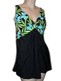 Womens Bb Plus Size Swimdress Swimsuit - Long Tankini Swimwear - Pink or Pink black or Green