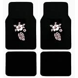Red and Black Hawaii Hibiscus Flower Front & Rear Carpet Car Truck SUV Floor Mats
