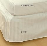 Homespell Egyptian Cotton 300 Thread Count Sateen Stripe Bed Skirt Ecru King.