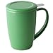 FORLIFE Curve Tall Tea Mug with Infuser and Lid, 15-Ounce, Ivy