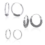 Sterling Silver 3 Designer Hoop Earrings Package