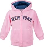 New York Mets Youth Girls Hooded Fleece Zippered Pink Sweatshirt