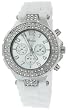 Geneva Womens Silicone Designer Watch with Baguette Stones Bezel