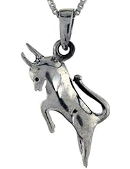 Sterling Silver Bull Pendant, 1 inch tall