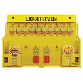 Master Lock 1483B 15-1/2" High X 22" Wide X 1-3/4" Deep, Unfilled Lockout Station, 10 Padlock Station With Cover