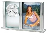 CHARLENE GLASS/SILVER DESK CLOCK WITH FRAME