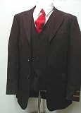 New Mens Three Piece (3pc) Burgundy (Maroon) Tone on Tone High Quality Super 130's Dress Suit with Vest