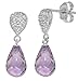 14k White Gold Amethyst Drop Earrings title=
